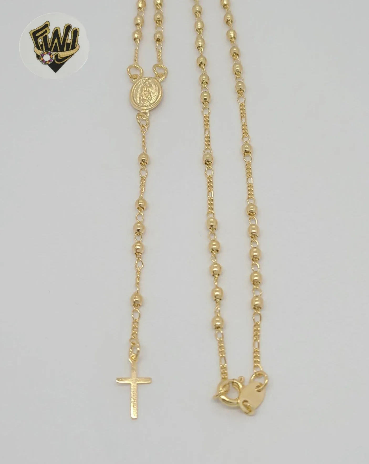 (1-3323-1) Gold Laminate - 2.5mm Virgin Rosary Necklace - 18 - BGF.