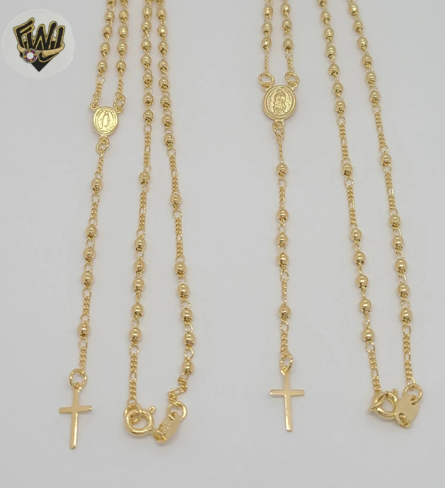 (1-3323-1) Gold Laminate - 2.5mm Virgin Rosary Necklace - 18 - BGF.