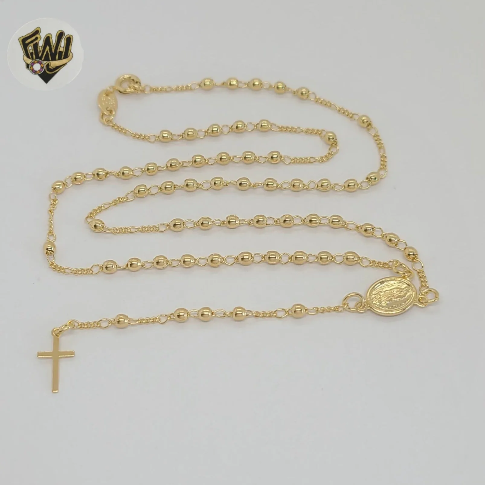 (1-3323-1) Gold Laminate - 2.5mm Virgin Rosary Necklace - 18 - BGF.