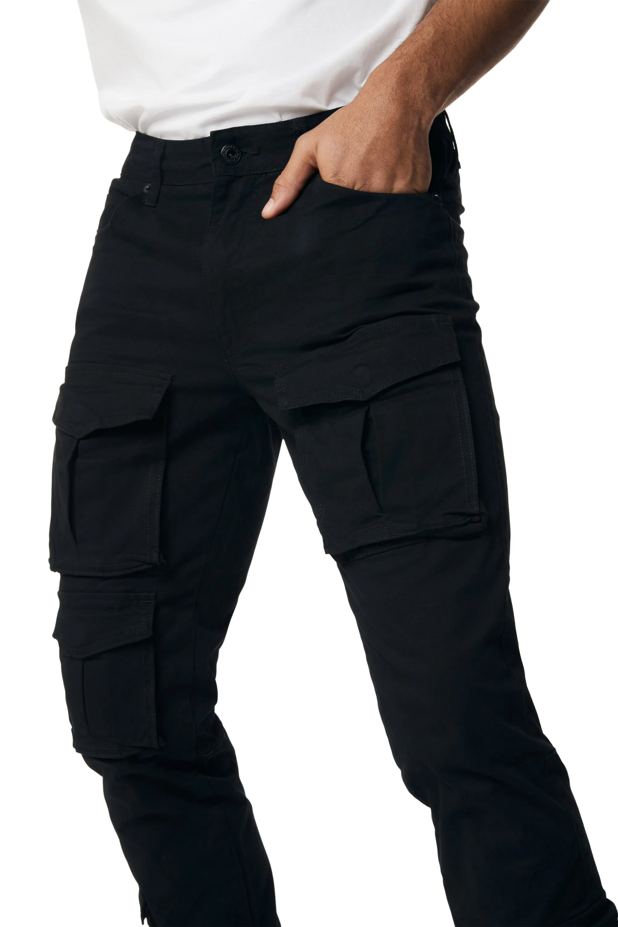 10 Pocket Slim Twill Pants - Black