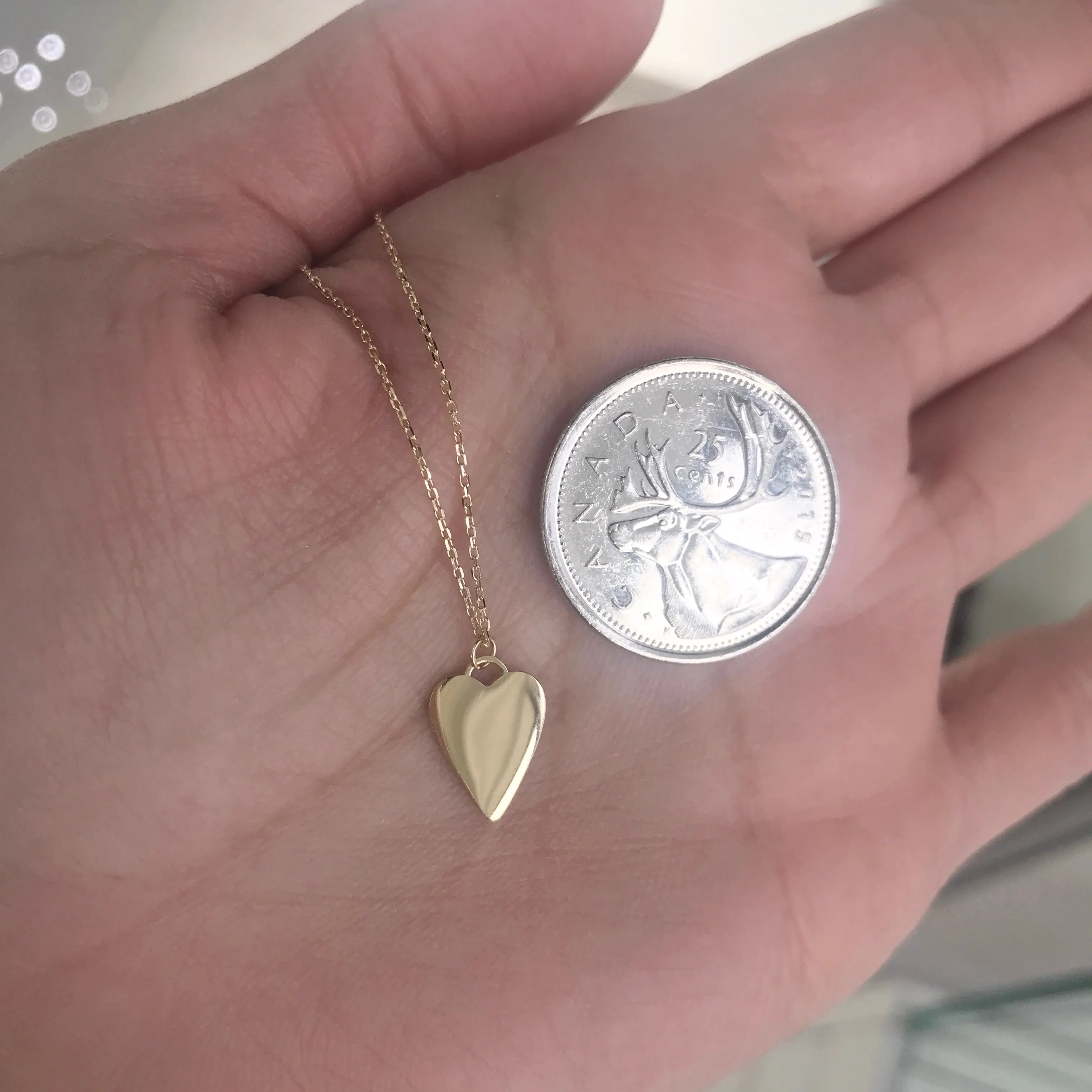 10k Gold Plain Elongated Heart Necklace Engravable