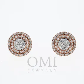 10K GOLD ROUND DIAMOND CLUSTER EARRINGS 1.02 CTW