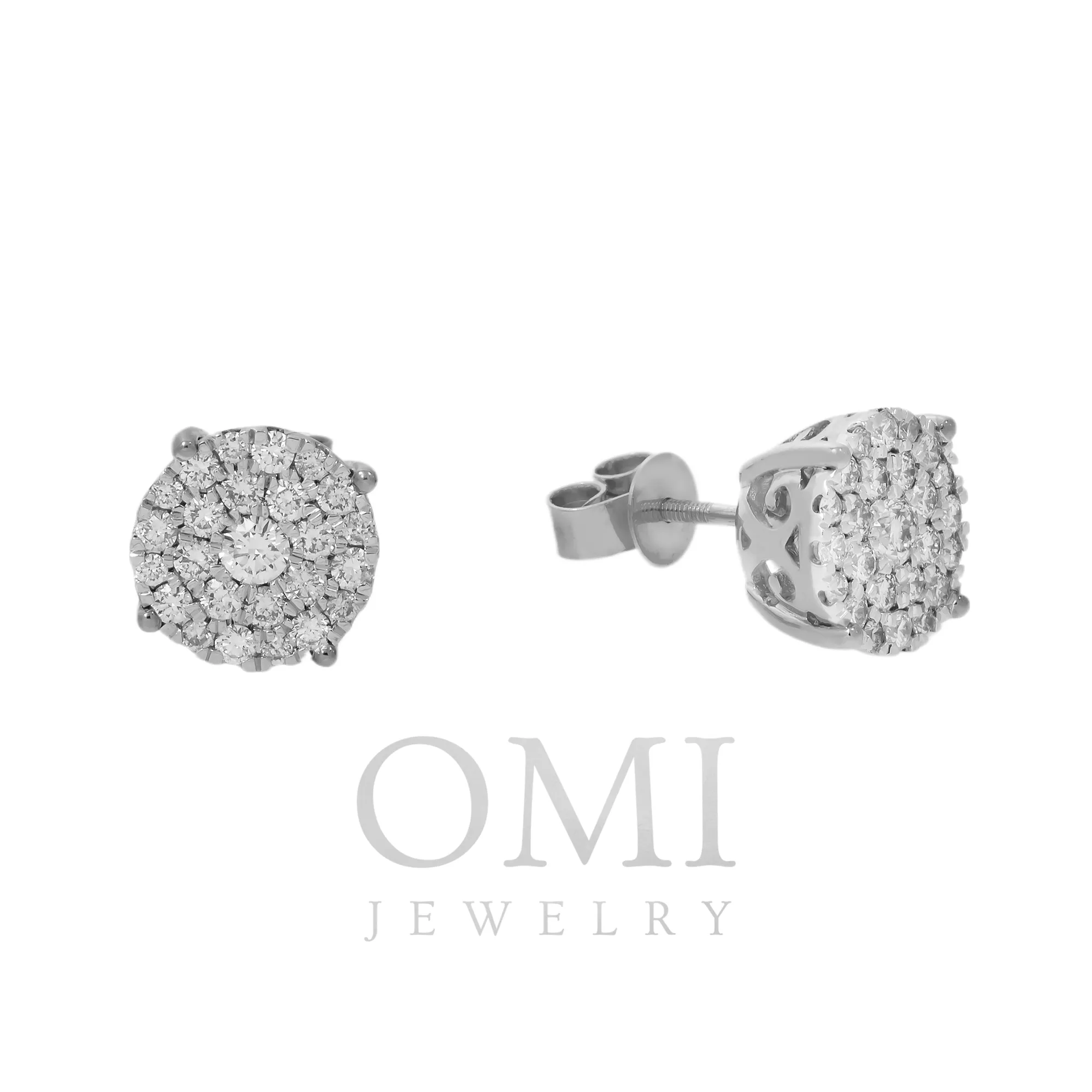 10K GOLD ROUND DIAMOND CLUSTER EARRINGS 1.07 CTW