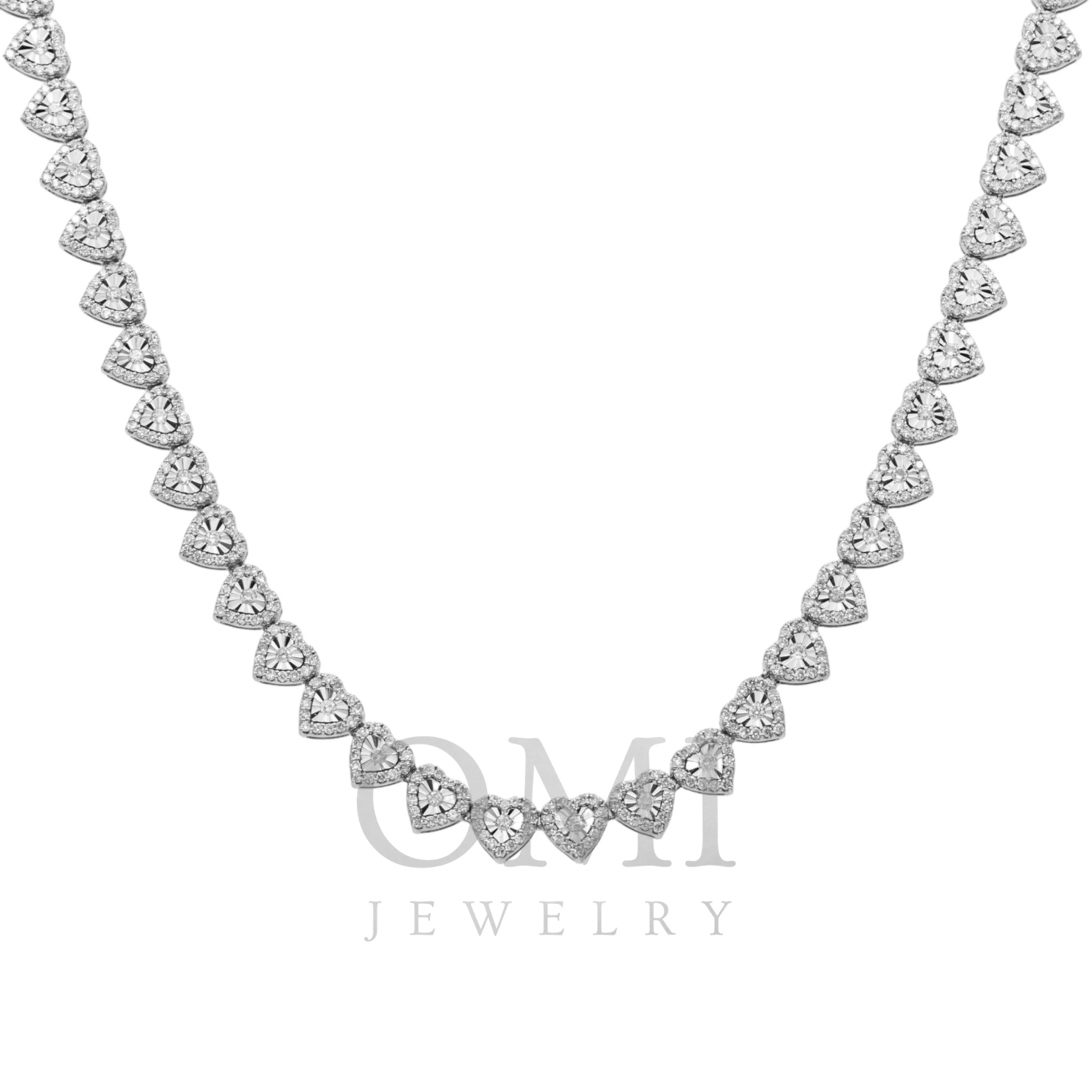 10K GOLD ROUND DIAMOND HEART CHAIN 7.00 CT