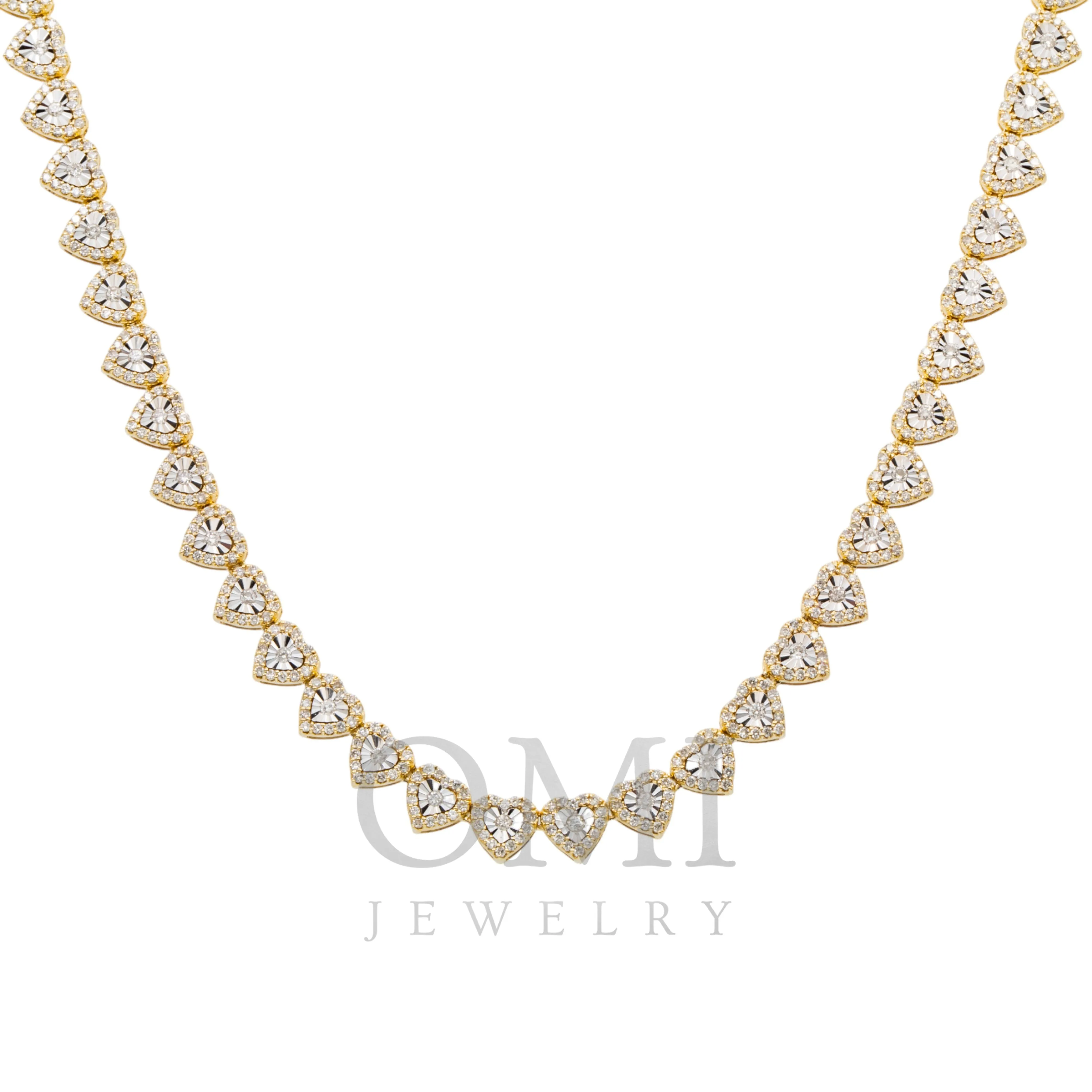 10K GOLD ROUND DIAMOND HEART CHAIN 7.00 CT