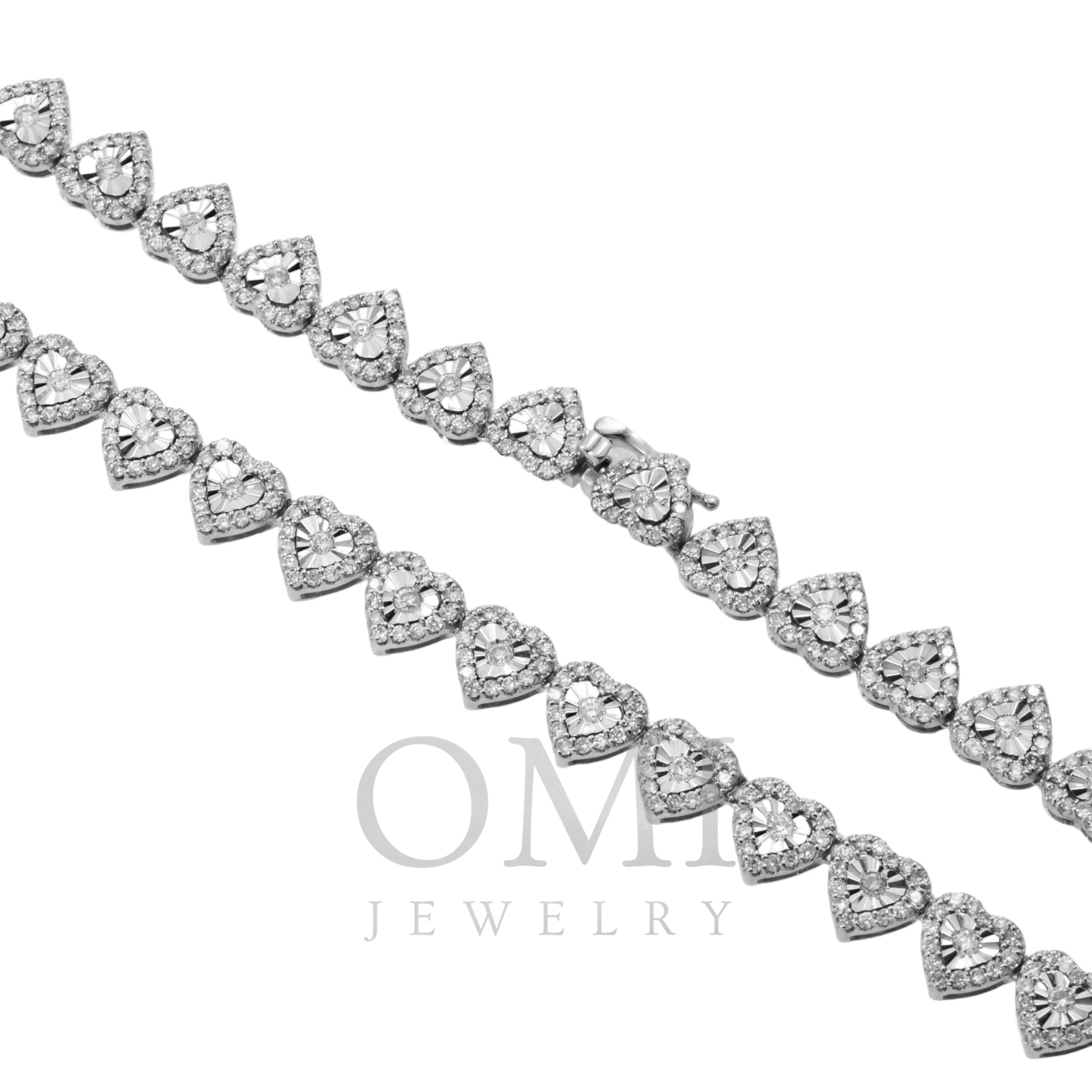 10K GOLD ROUND DIAMOND HEART CHAIN 7.00 CT