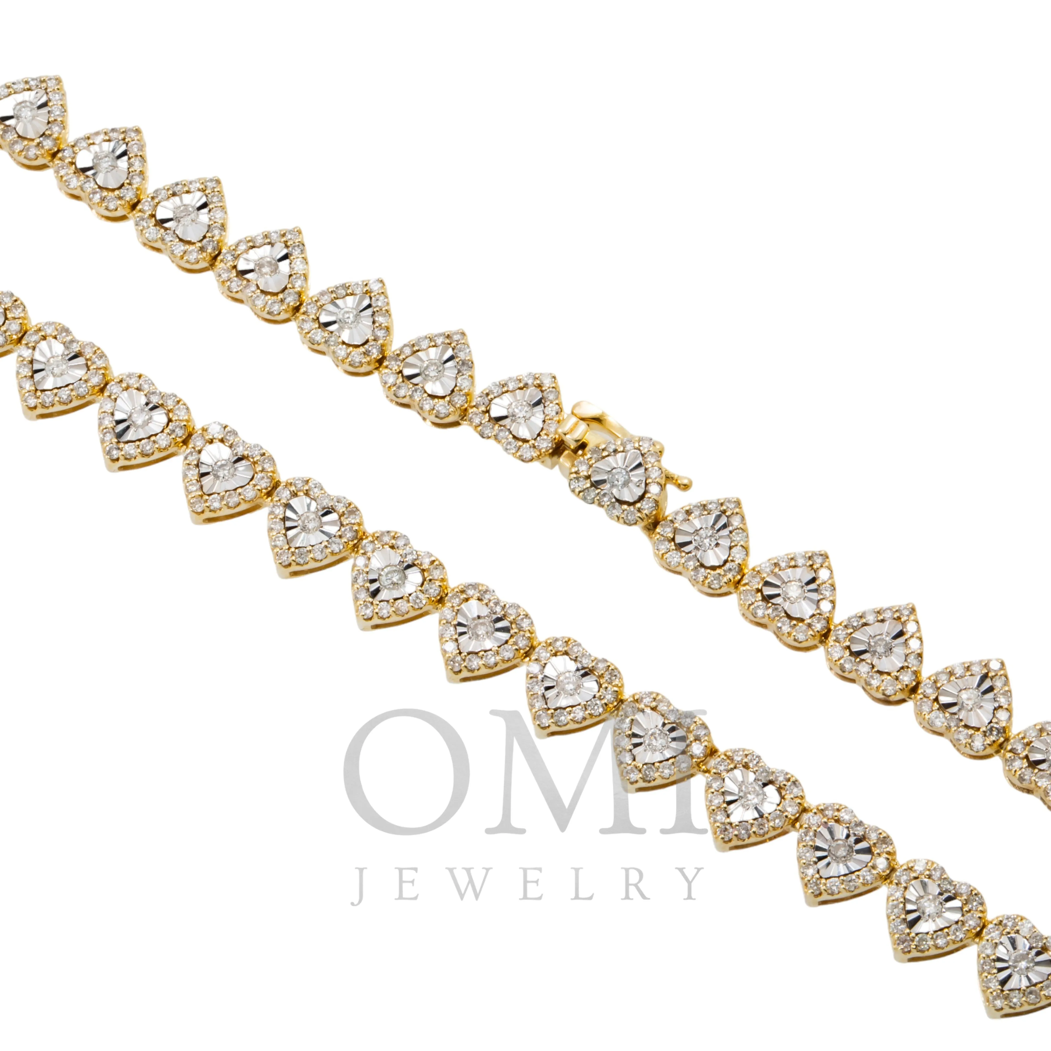 10K GOLD ROUND DIAMOND HEART CHAIN 7.00 CT