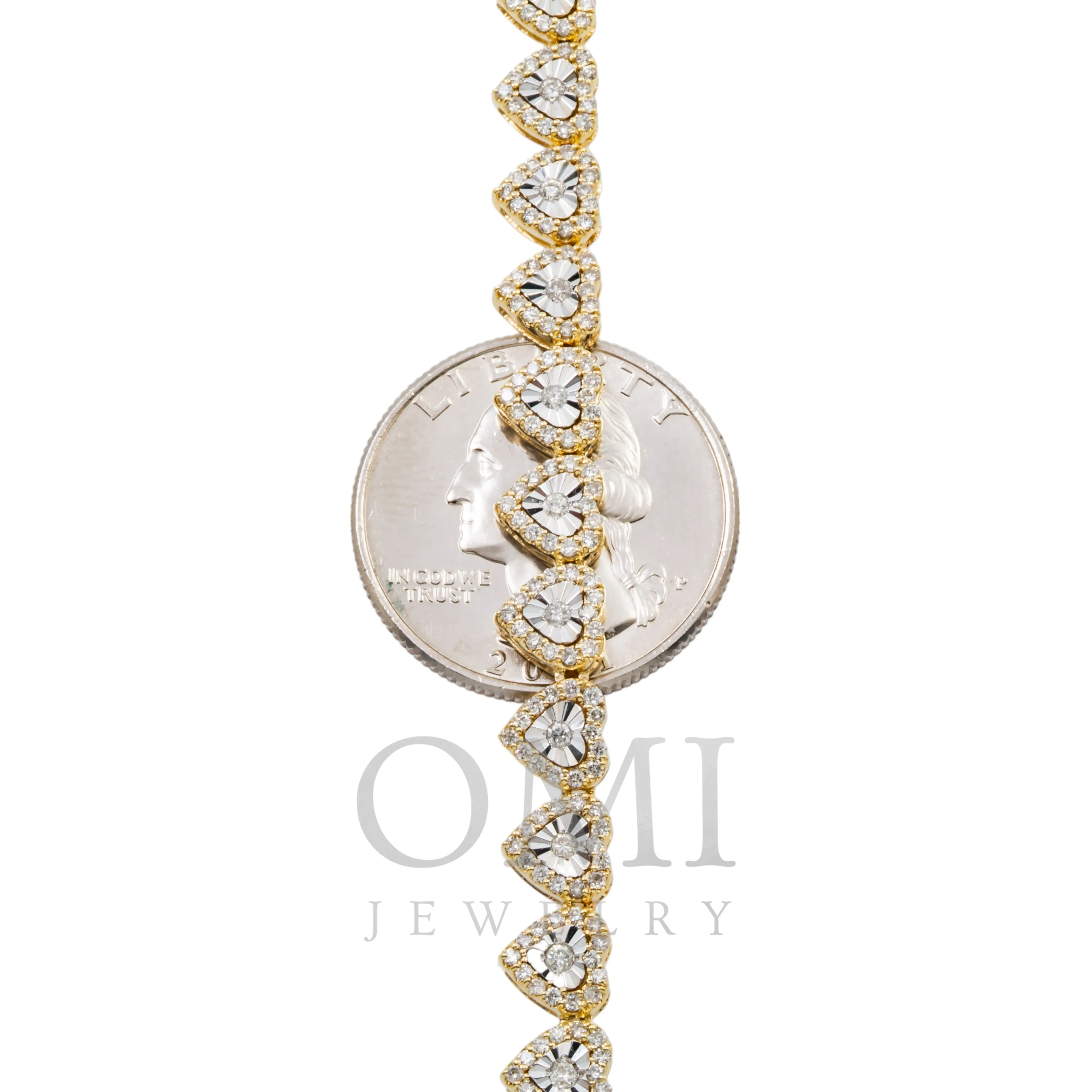 10K GOLD ROUND DIAMOND HEART CHAIN 7.00 CT