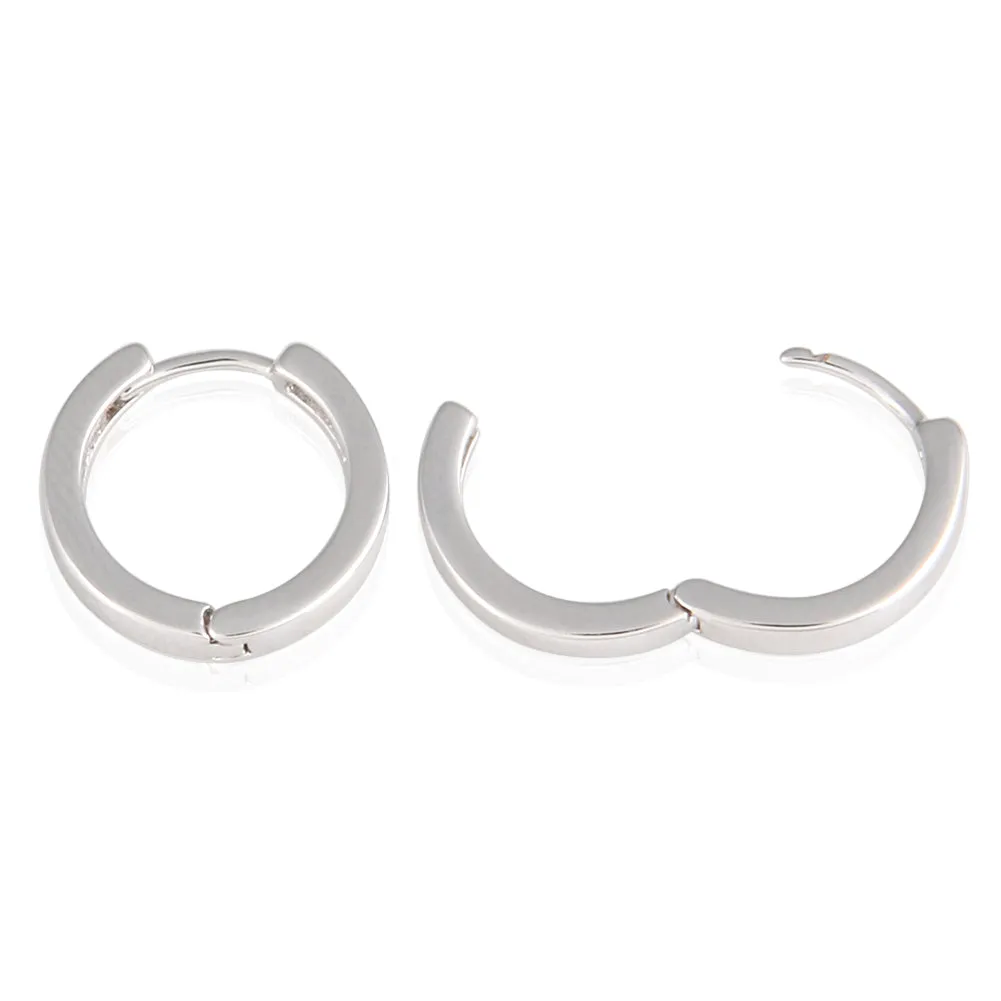 13 mm_Plain Huggie Hoop Earrings 14K Gold Plated