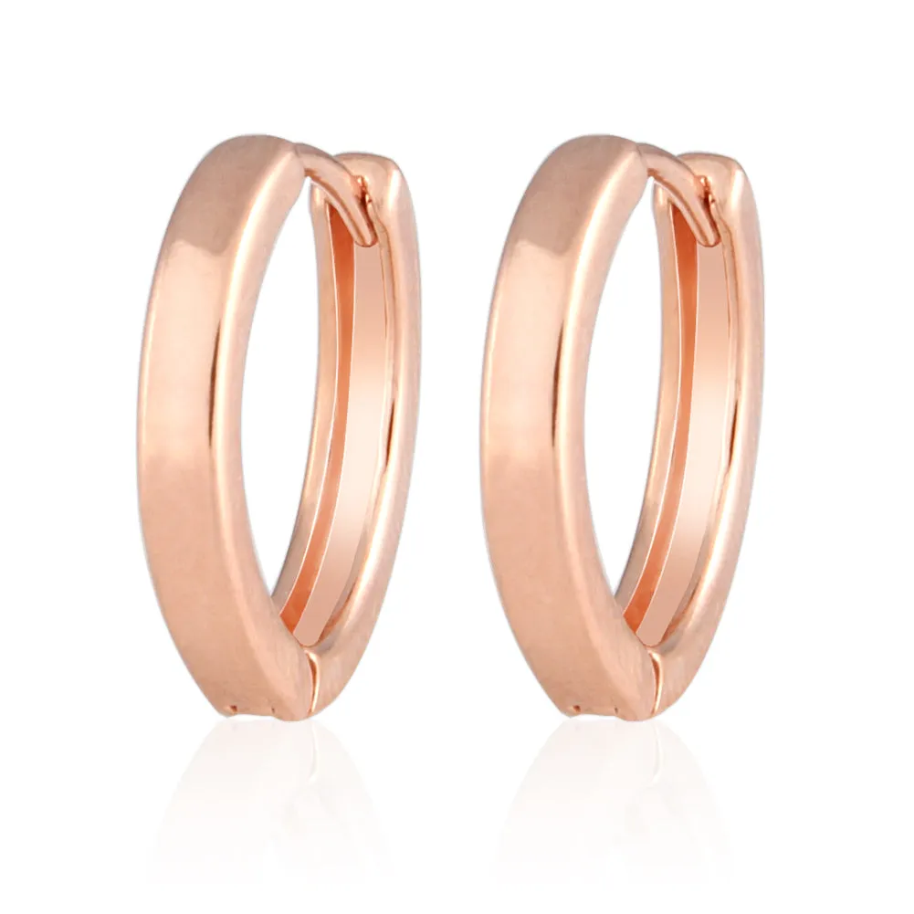 13 mm_Plain Huggie Hoop Earrings 14K Gold Plated