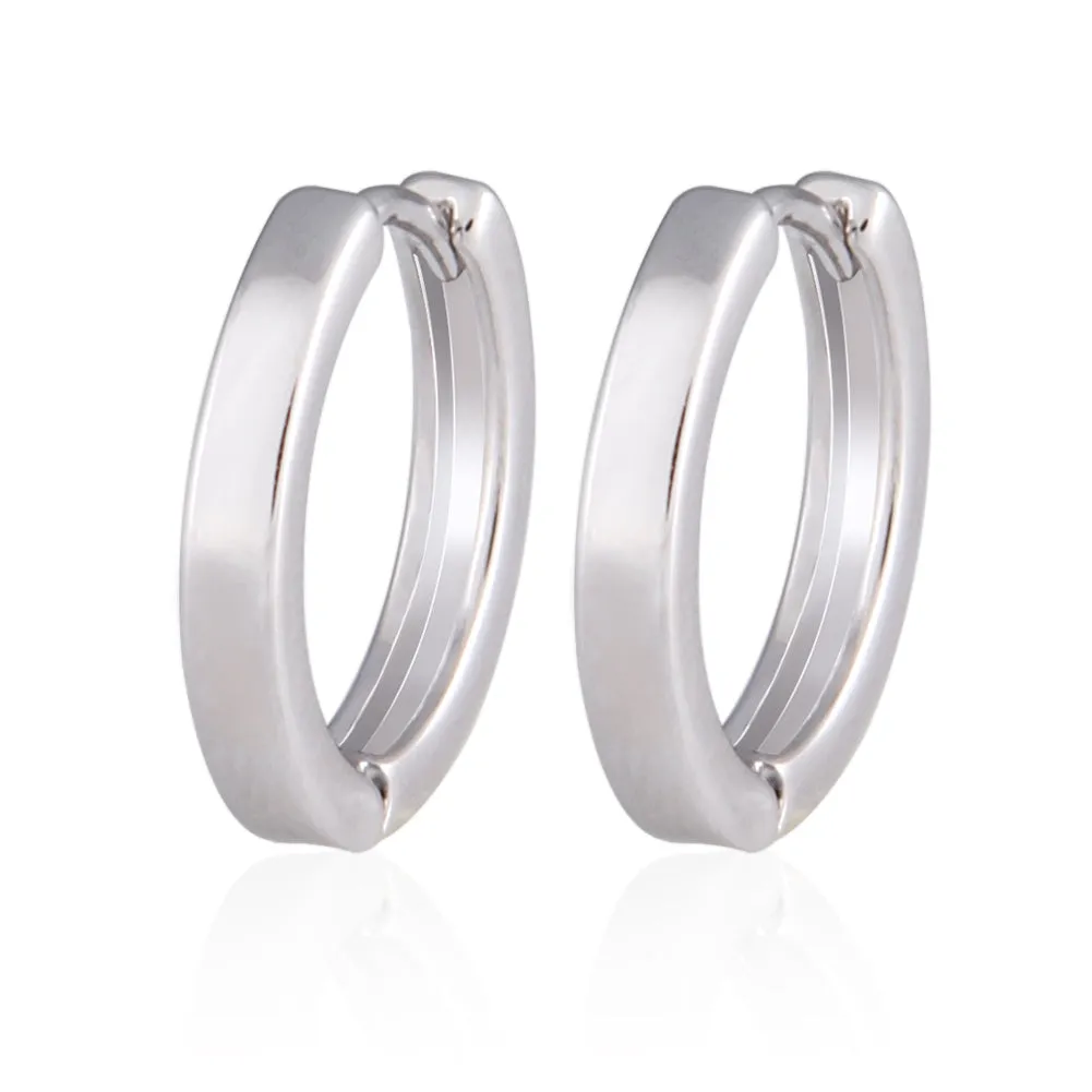 13 mm_Plain Huggie Hoop Earrings 14K Gold Plated