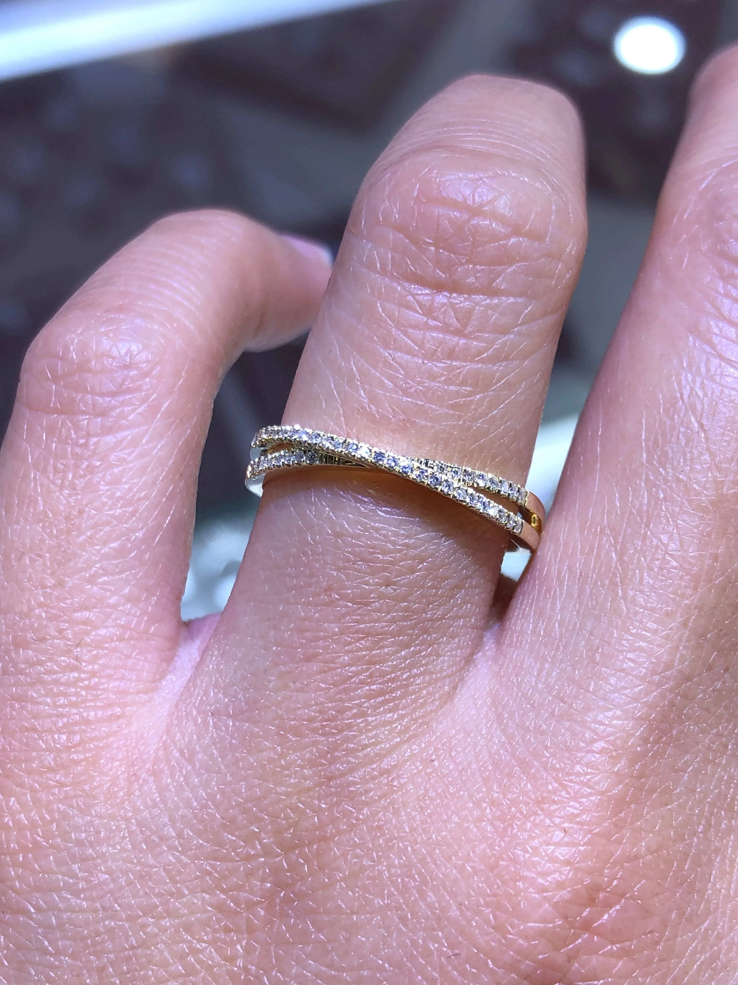 14K Gold X Mini Narrow Diamond Ring