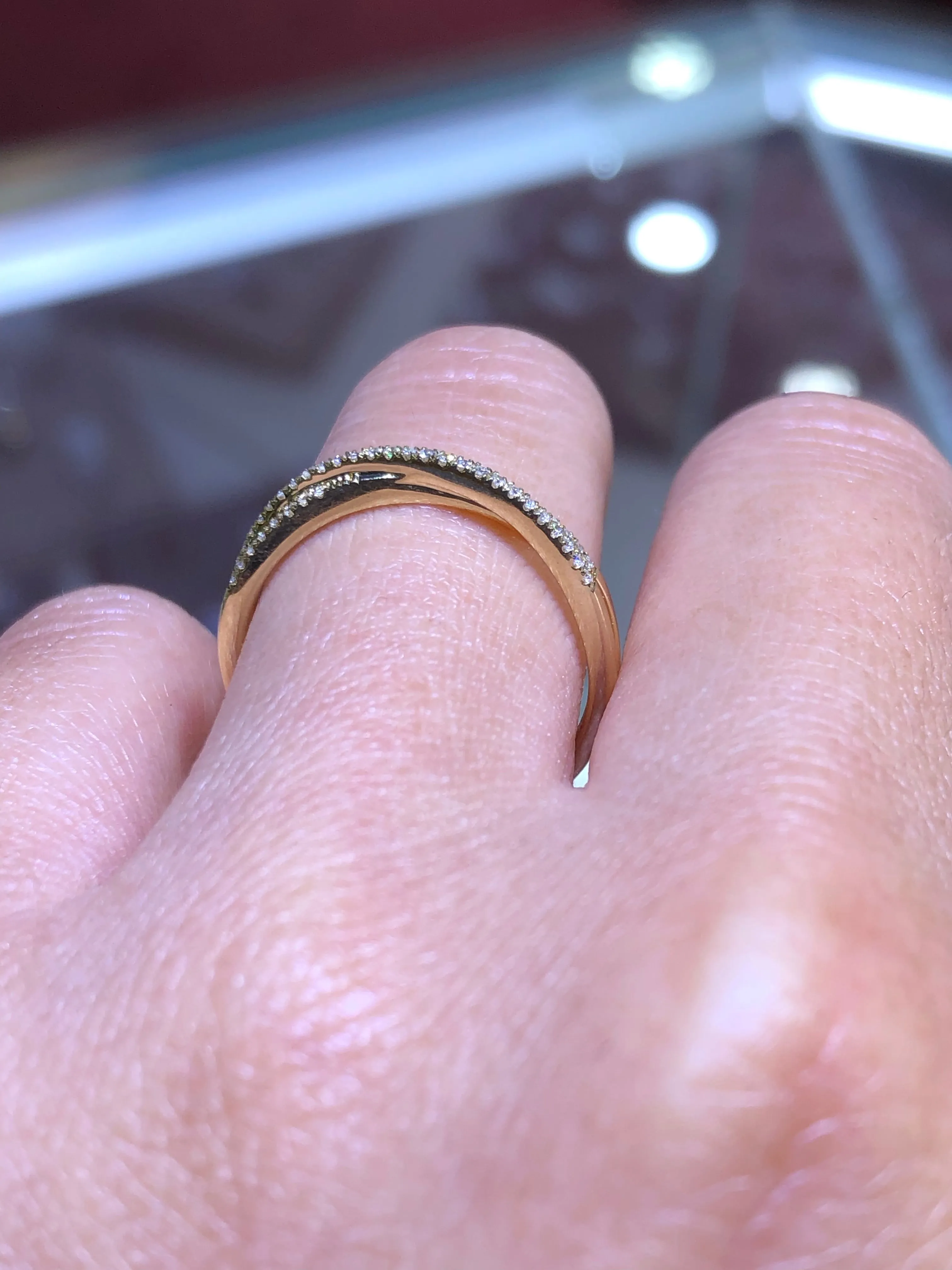 14K Gold X Mini Narrow Diamond Ring