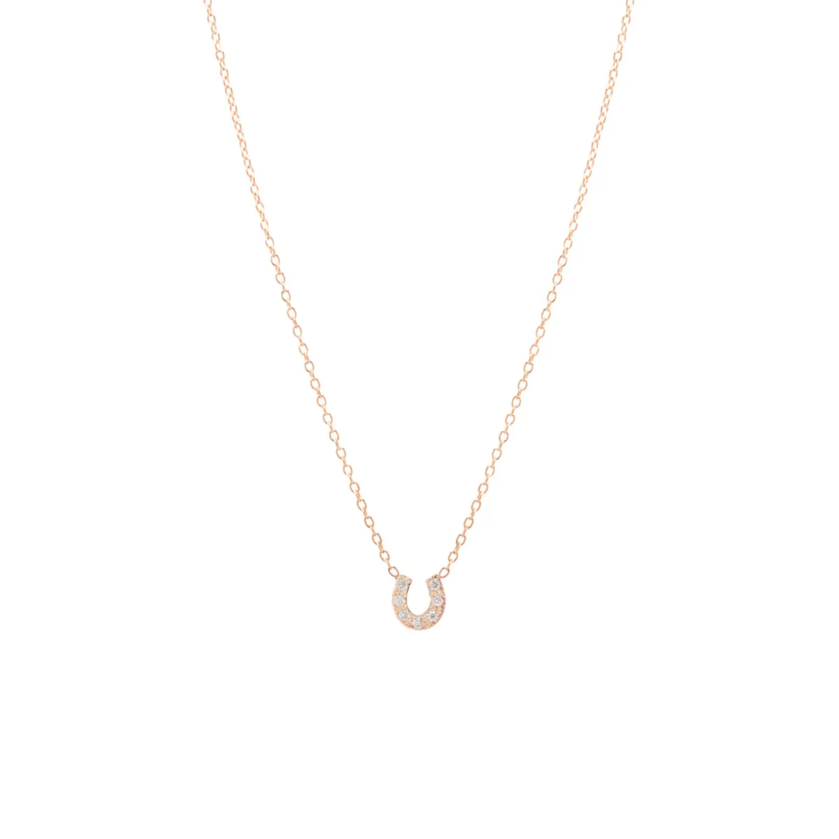 14k Itty Bitty Pavé Diamond Horseshoe Necklace