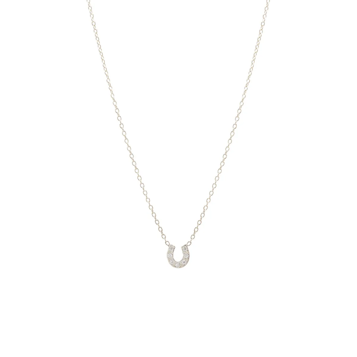 14k Itty Bitty Pavé Diamond Horseshoe Necklace