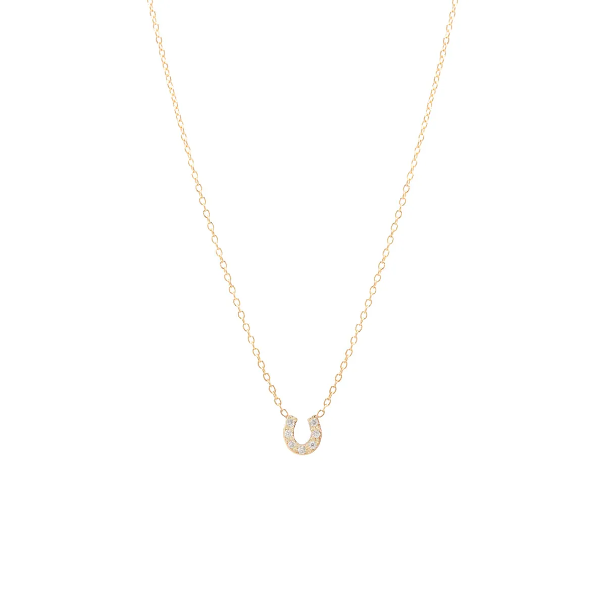 14k Itty Bitty Pavé Diamond Horseshoe Necklace