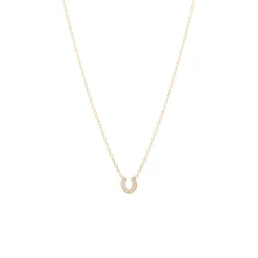 14k Itty Bitty Pavé Diamond Horseshoe Necklace