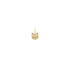 14k Single Midi Bitty Cat with Diamond Eyes Charm