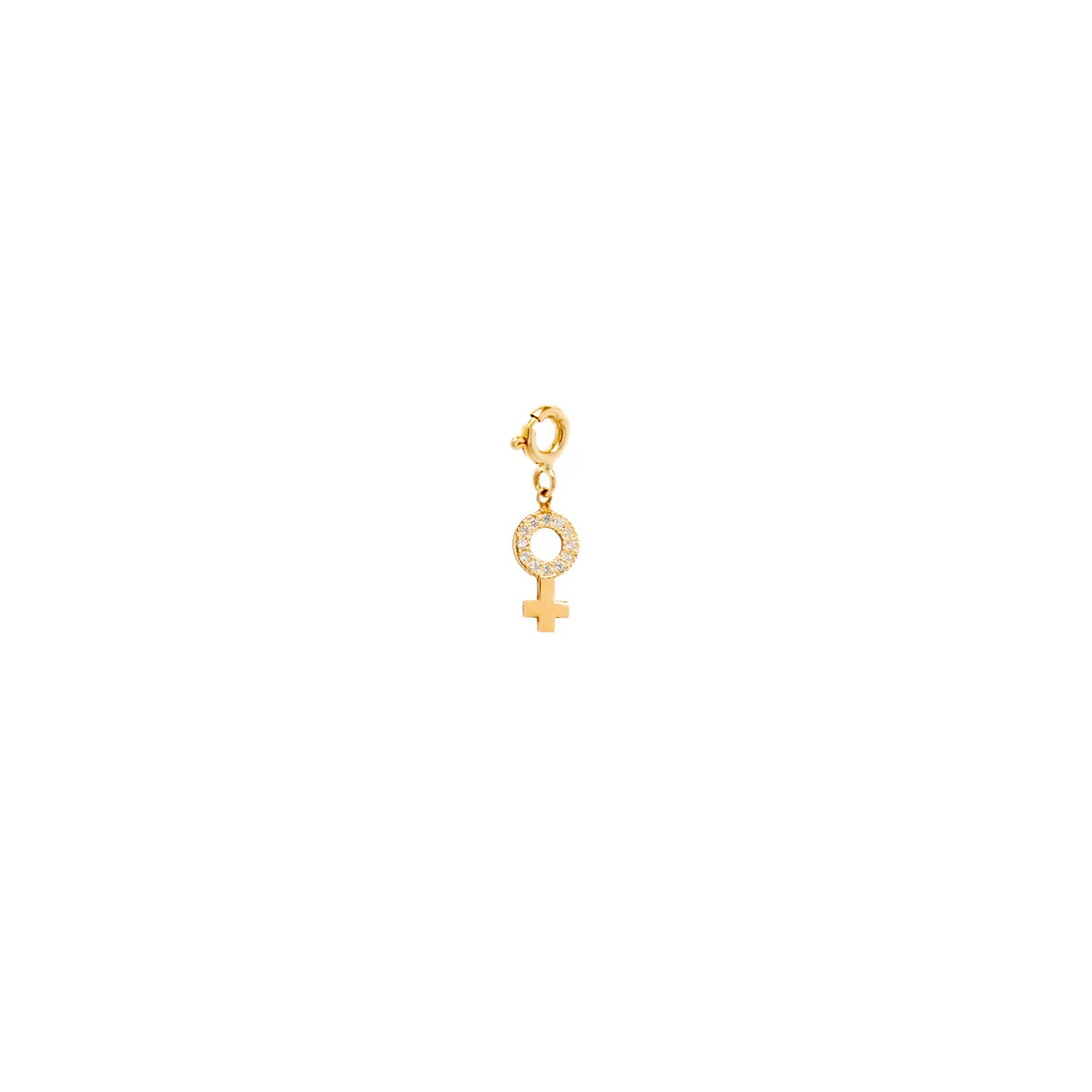 14k Single Midi Bitty Pavé Diamond Female Symbol Charm