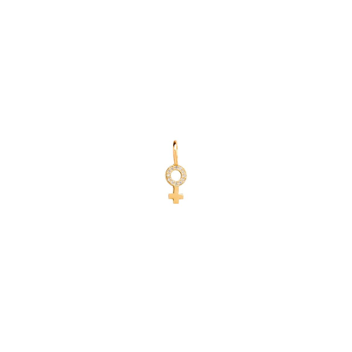 14k Single Midi Bitty Pavé Diamond Female Symbol Charm