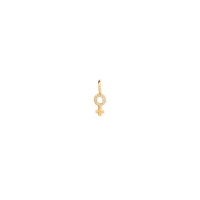 14k Single Midi Bitty Pavé Diamond Female Symbol Charm