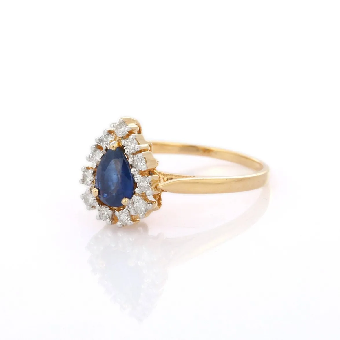 18K Gold Sapphire& Diamond Engagement Ring