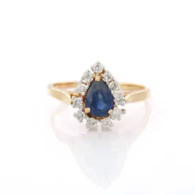 18K Gold Sapphire& Diamond Engagement Ring