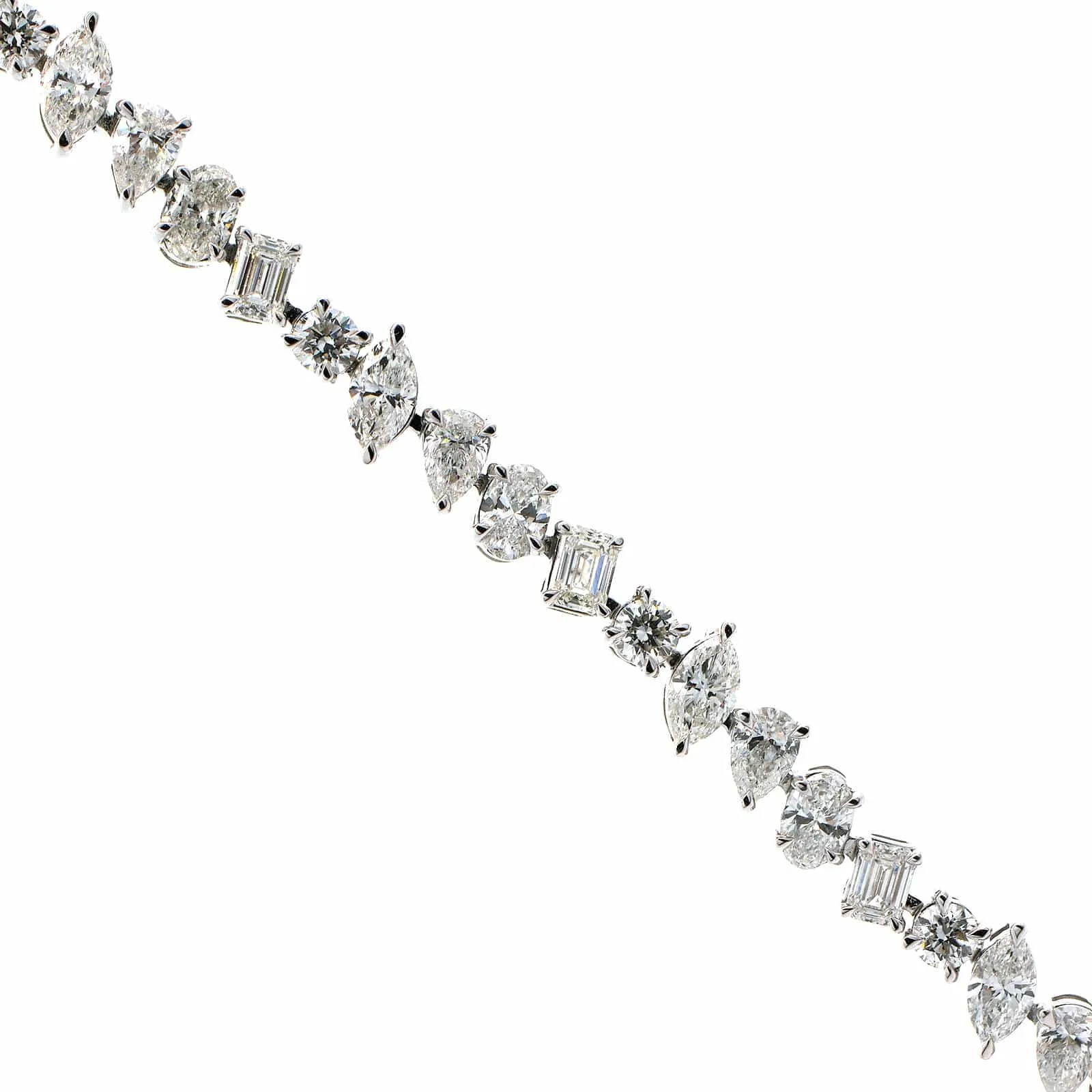 18K White Gold Multi Cut Diamond Bracelet