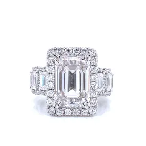 8 Carat Emerald Cut Lab Grown Diamond Engagement Ring.Halo Eternity.  IGI Certified