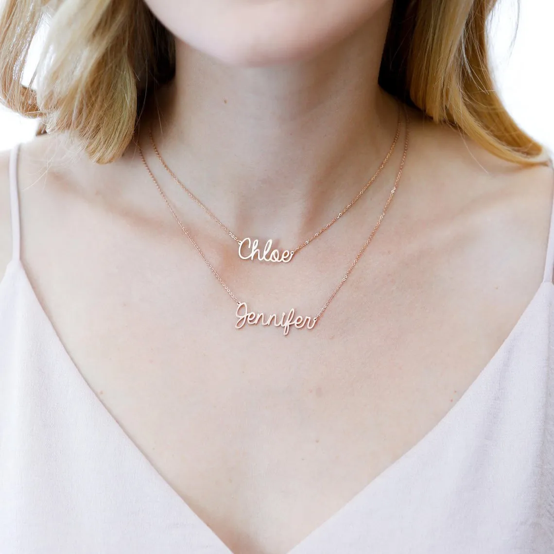 925 Silver Double Chain Name Necklace Personalized Layer Name Necklace Jewelry Children Names Necklace Mothers Gift