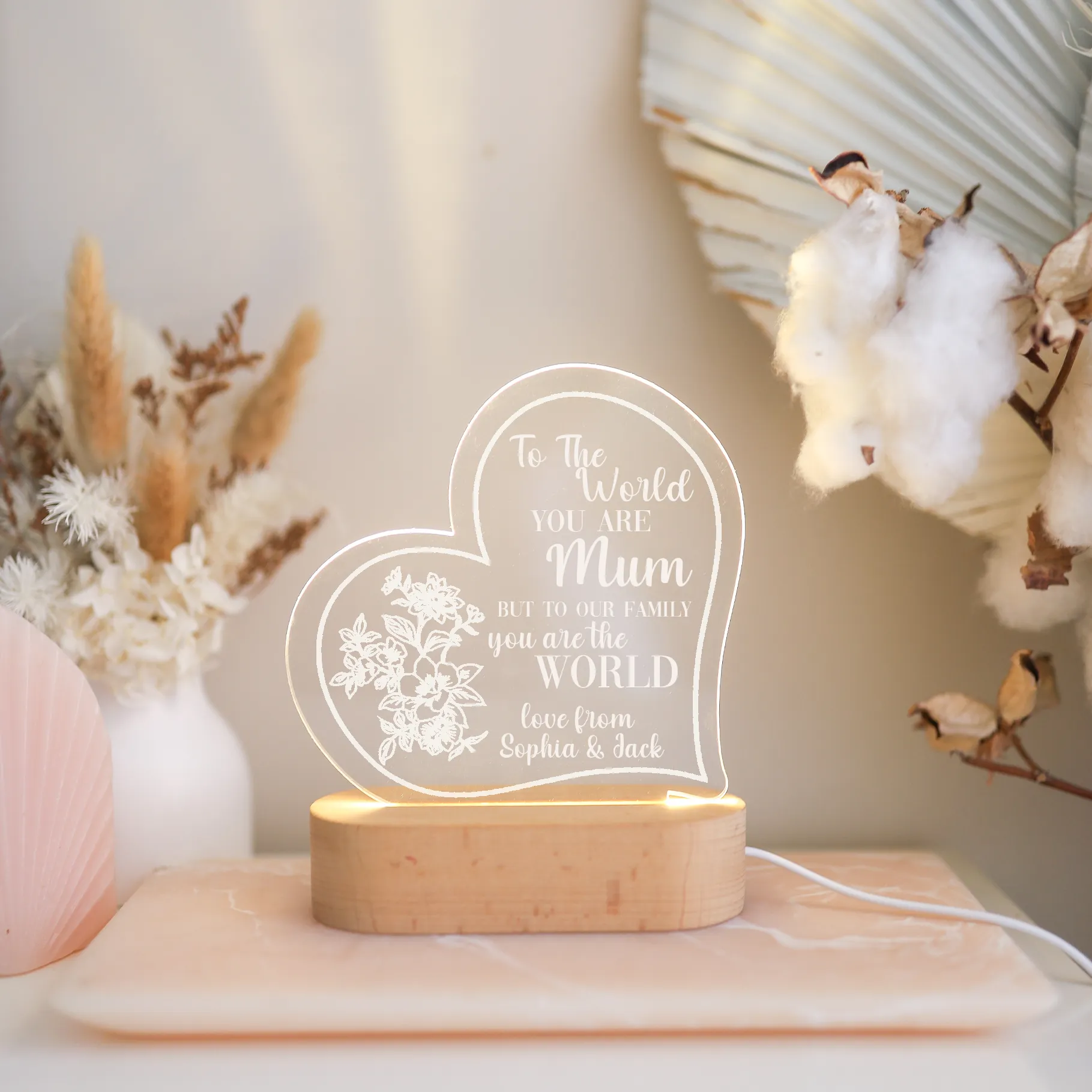 Acrylic Night Light - Mother's Day - Heart