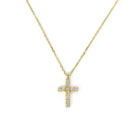 AFJ Diamond Collection - Diamond Cross Pendant Necklace, 14k Yellow Gold