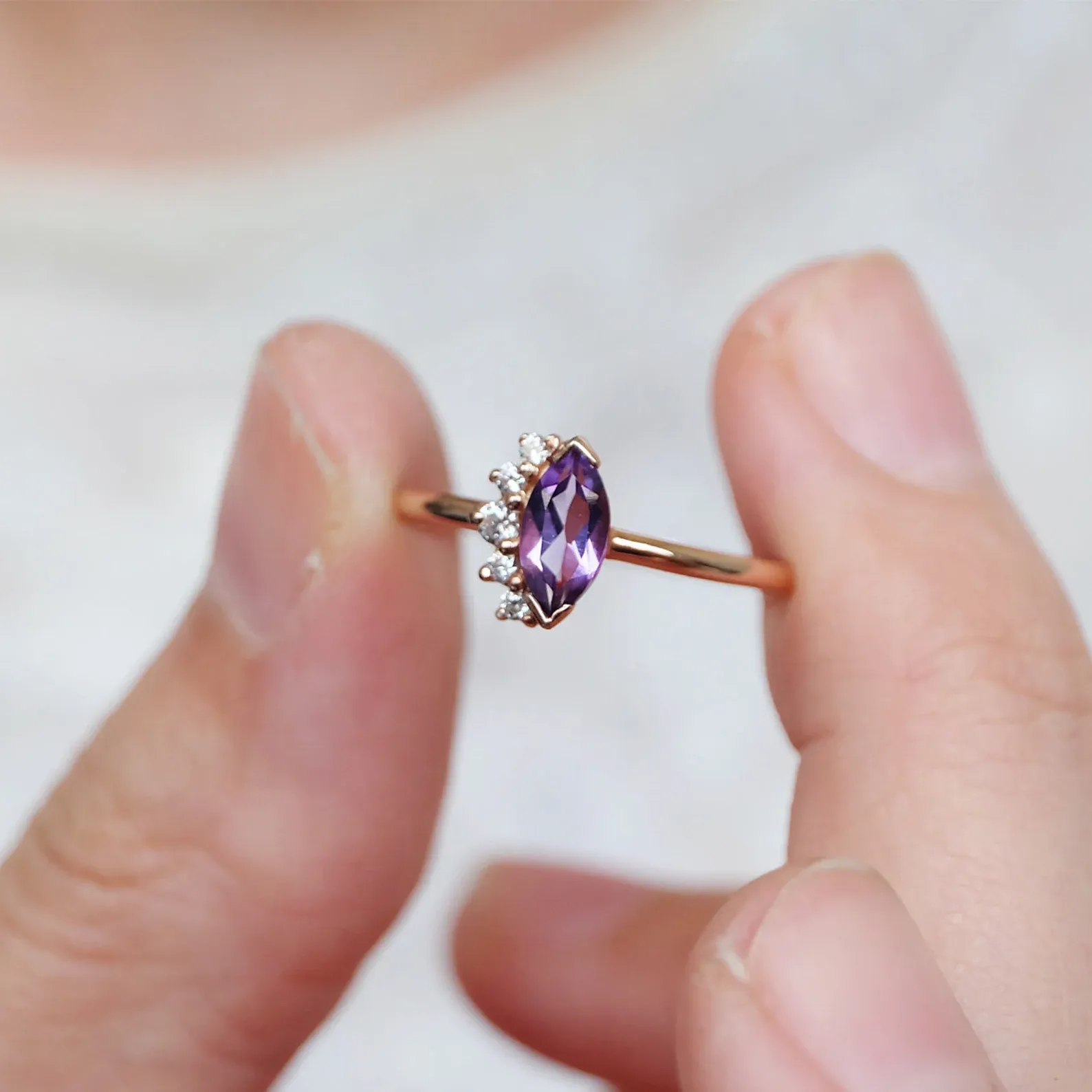 Amethyst Diamond Ring Prospere