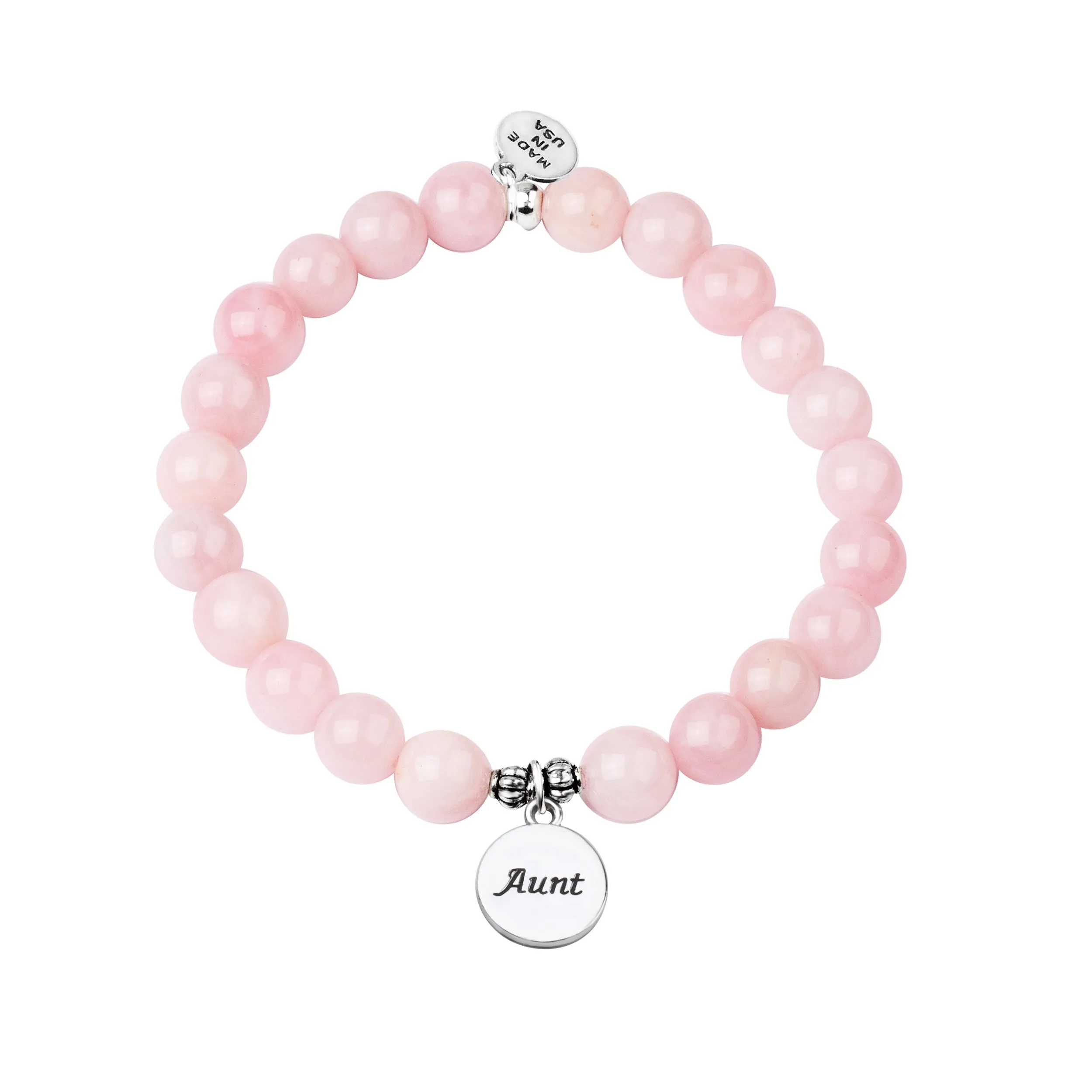 Aunt | Stone Beaded Charm Bracelet | Rose Quartz