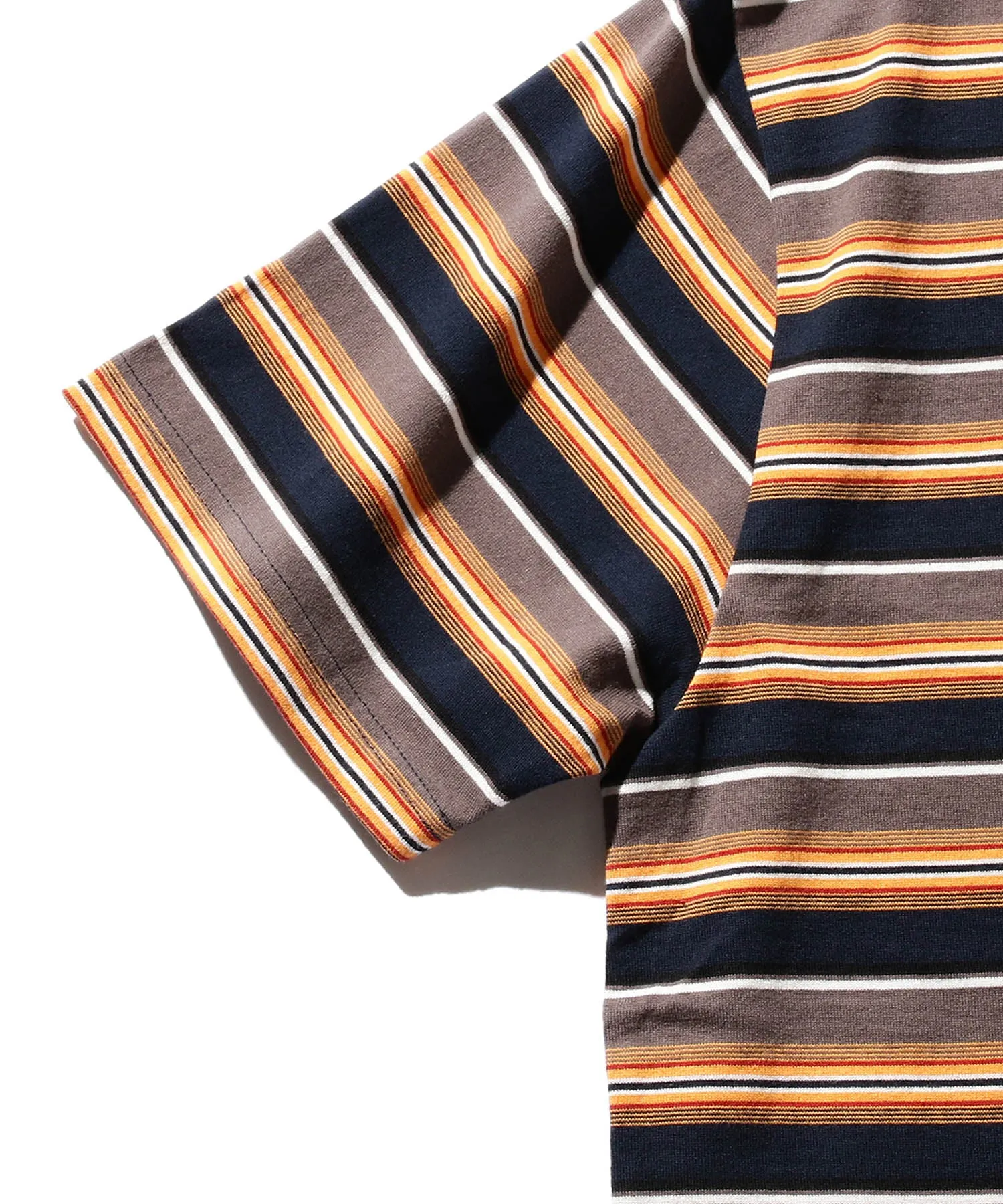 BEAMS PLUS Pocket Tee Multi Stripe Orange