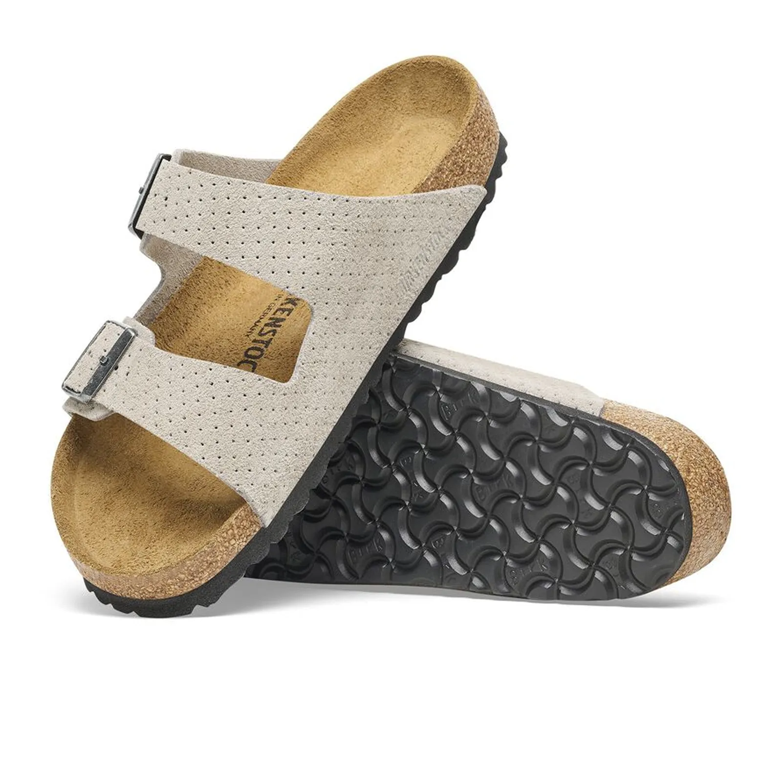 Birkenstock Arizona Slide Sandal (Men) - Dotted Stone Coin Suede