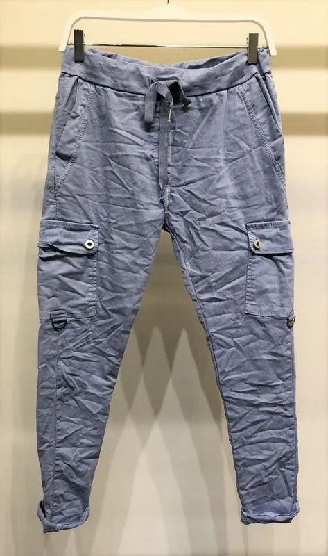 Cargo Crinkle Jogger - Denim Blue