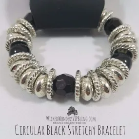 Circular Black Stretchy Bracelet