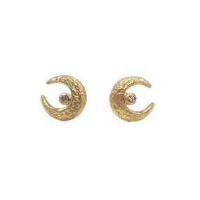 Crescent Moon Diamond Studs