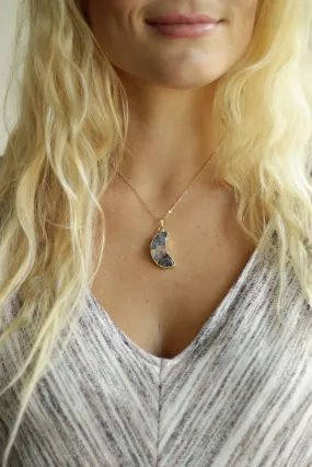 Crescent Moon Druzy Necklace