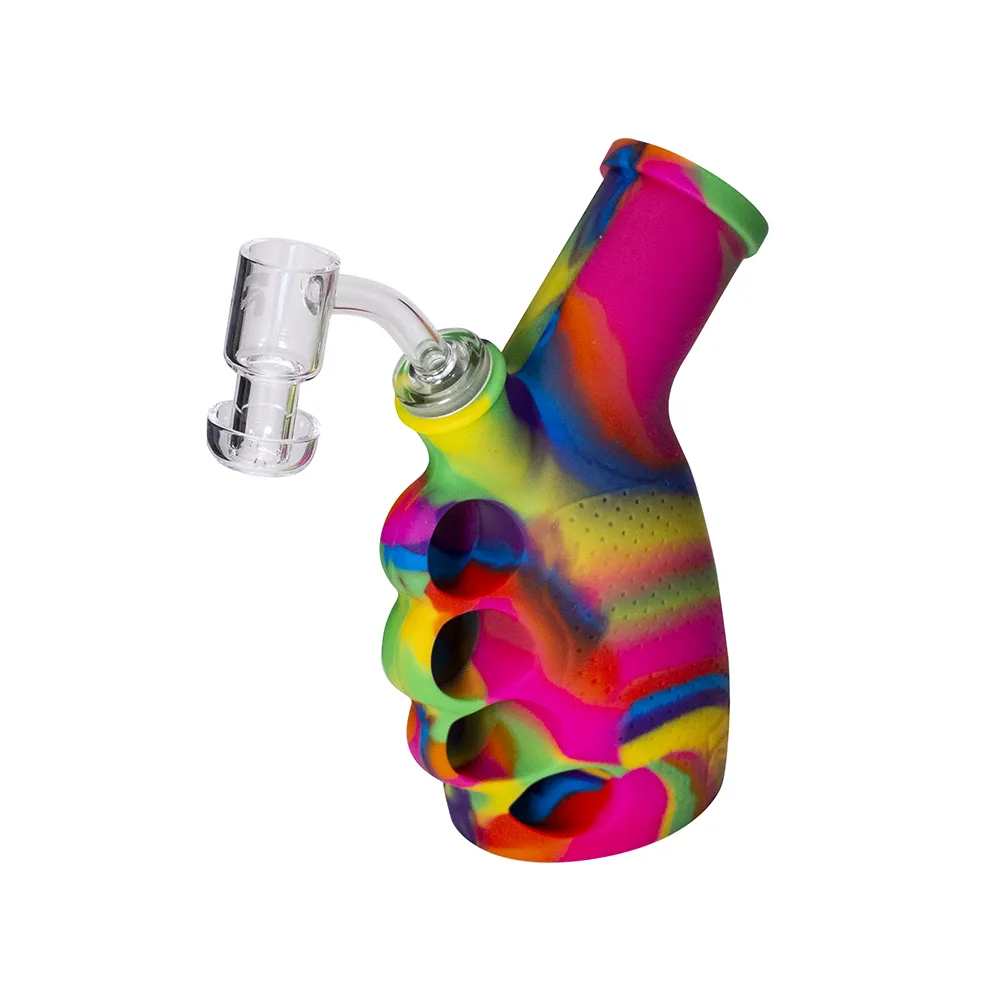 DAB RIG -RAINBOW SILICONE KNUCKLE DUSTER RIG BUBBLER KIT