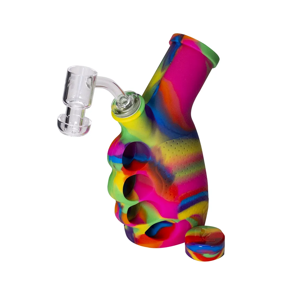 DAB RIG -RAINBOW SILICONE KNUCKLE DUSTER RIG BUBBLER KIT