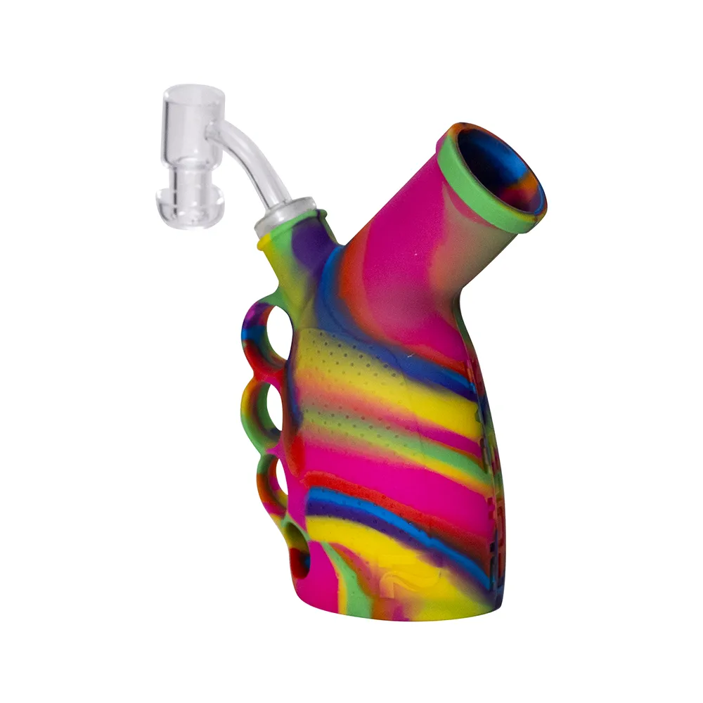 DAB RIG -RAINBOW SILICONE KNUCKLE DUSTER RIG BUBBLER KIT