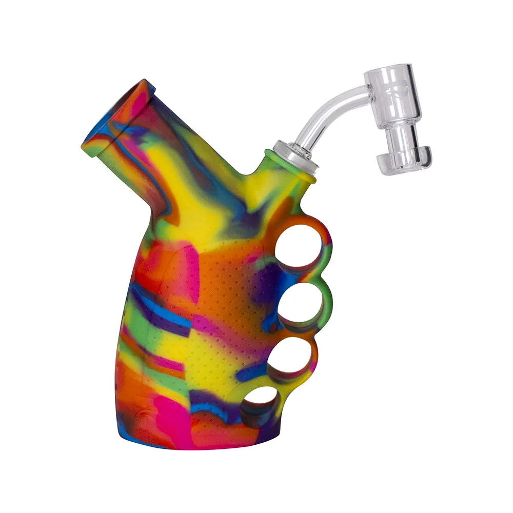 DAB RIG -RAINBOW SILICONE KNUCKLE DUSTER RIG BUBBLER KIT