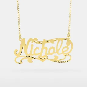 Double Plated Name Necklace Nichole w/ Diamond-cut and Link chain