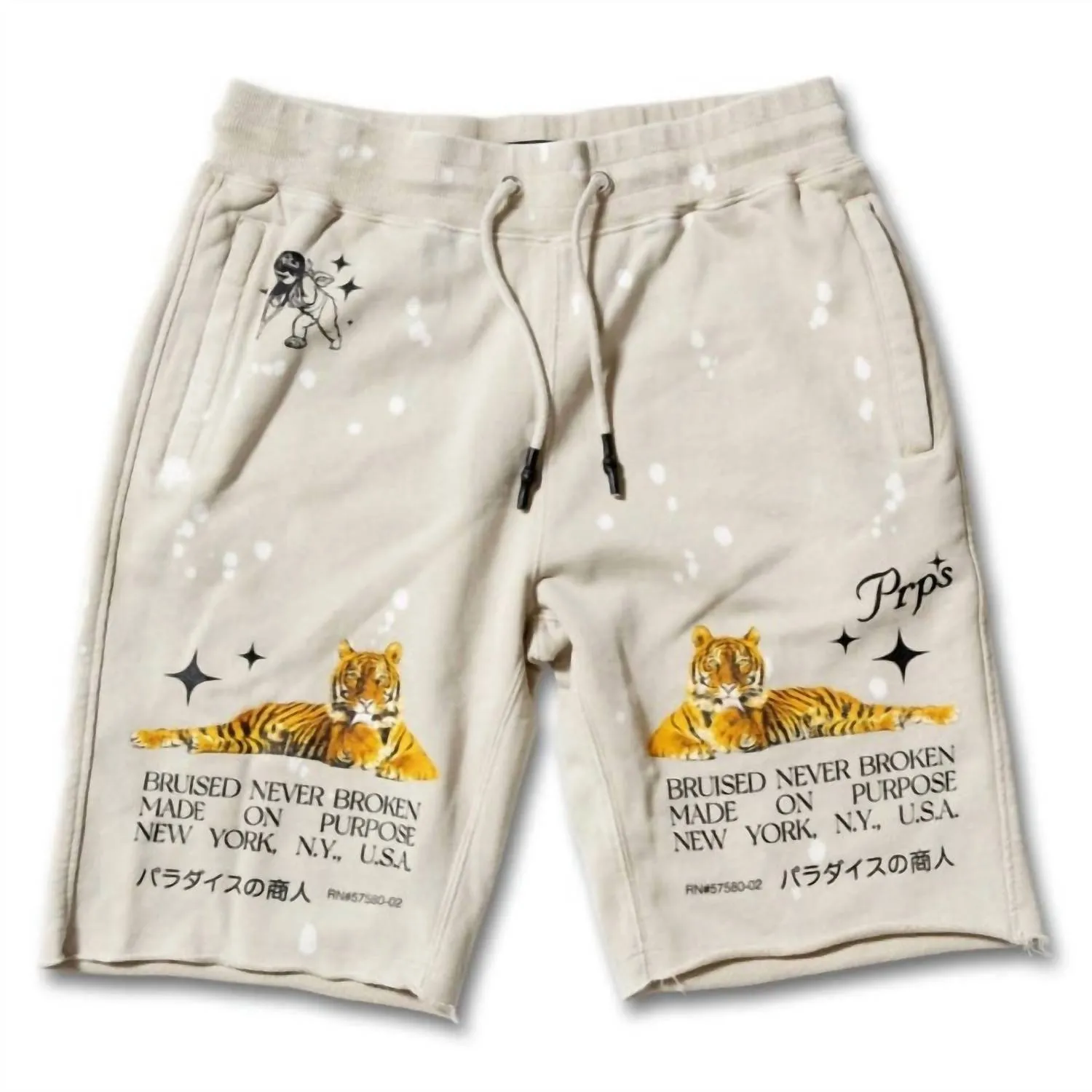 Feline Shorts In Oatmeal