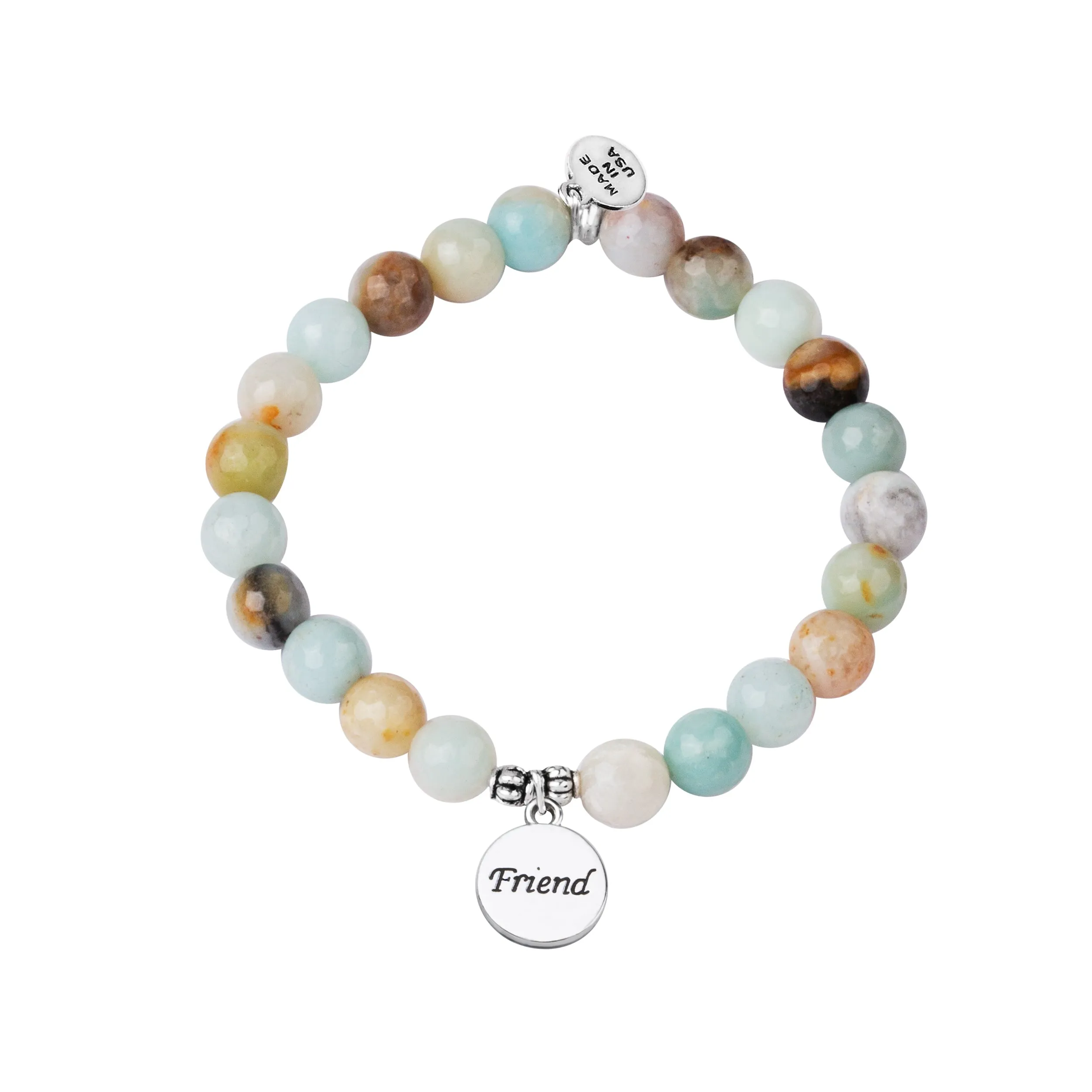 Friend | Stone Beaded Charm Bracelet | Amazonite