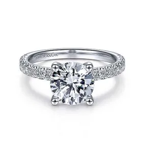 Gabriel & Co. .56CTW Amira Round Diamond Engagement Ring Semi-Mounting in 14K White Gold