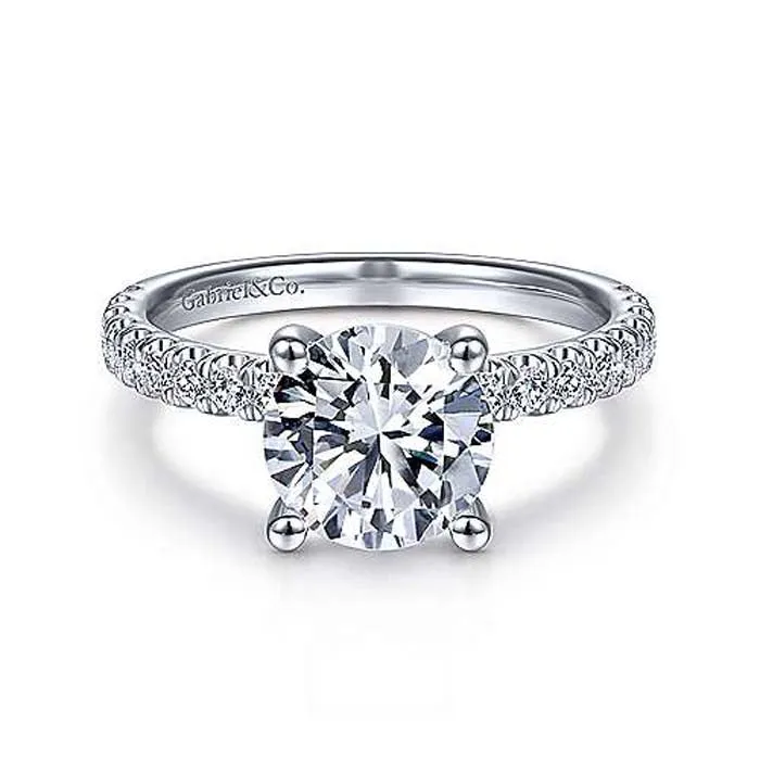 Gabriel & Co. .56CTW Amira Round Diamond Engagement Ring Semi-Mounting in 14K White Gold