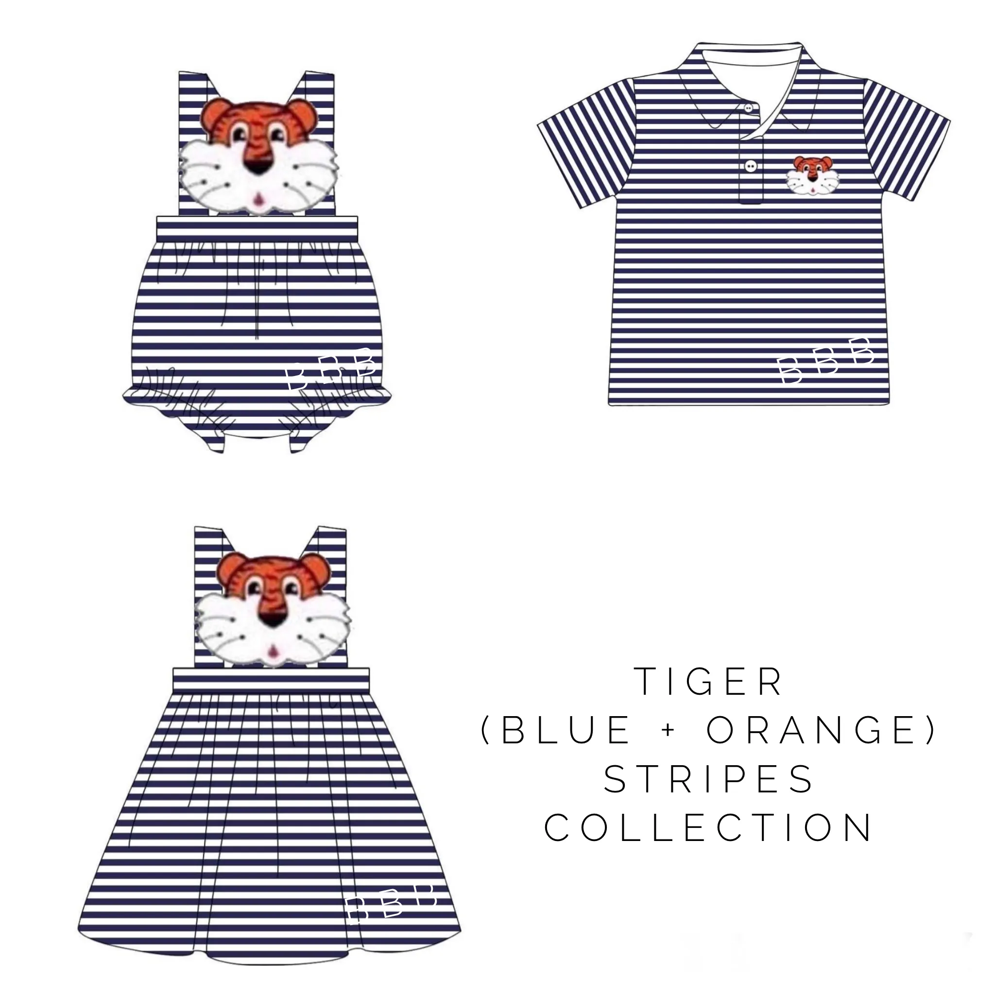 Game Day Stripes - Tigers (Blue   Orange)  IN STOCK